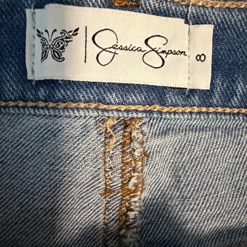 Jessica Simpson‎ Denim Maxi Skirt 8 Blue Two-Tone Raw Hem - Picture 3 of 4